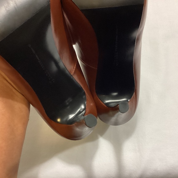 NEW ZARA WOMAN BROWN LEATHER PLATFORM PUMPS SZ 39 - Picture 9 of 13